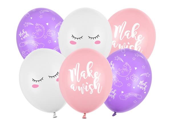 Lateksinių balionų rinkinys "Make a wish", 6 vnt.