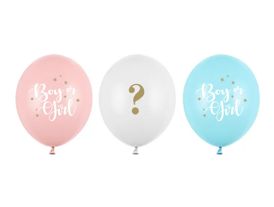 Lateksinių balionų rinkinys "Boy or Girl", 6 vnt., 30 cm
