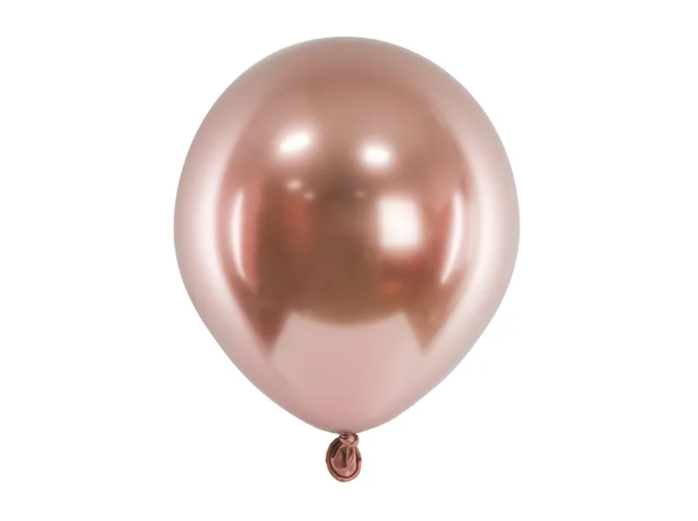 Chrominiai GLOSSY balionai 12 cm, Rose gold
