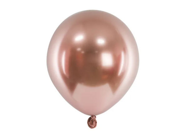 Chrominiai GLOSSY balionai 12 cm, Rose gold