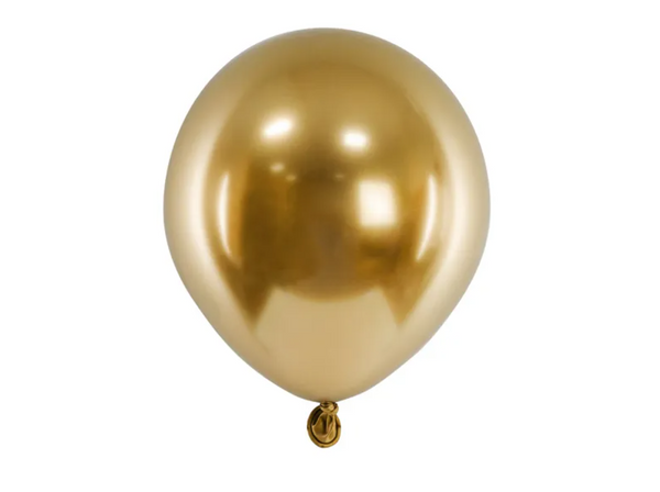 Chrominiai GLOSSY balionai 12 cm, Gold