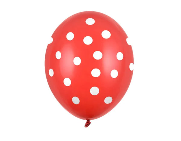 Lateksinis balionas su taškeliais, raudona/balta
