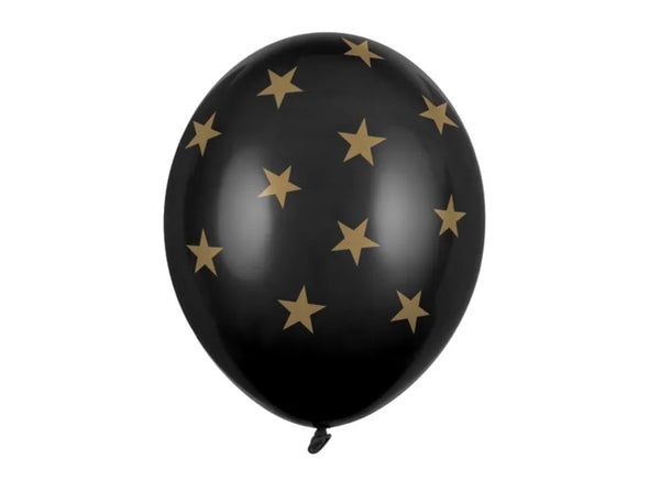 Lateksinis balionas su žvaigždutėmis, juodas