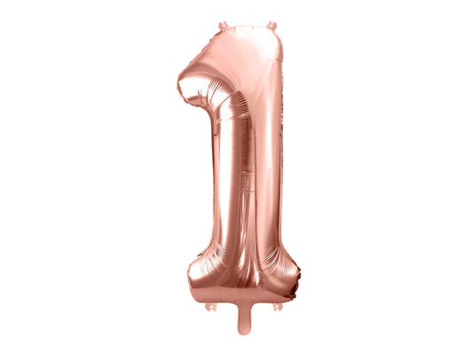Folinis balionas "1", rose gold (86 cm)