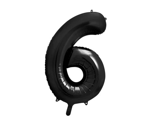 Folinis balionas "6", black (86 cm)