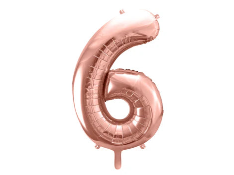 Folinis balionas "6", rose gold (86 cm)