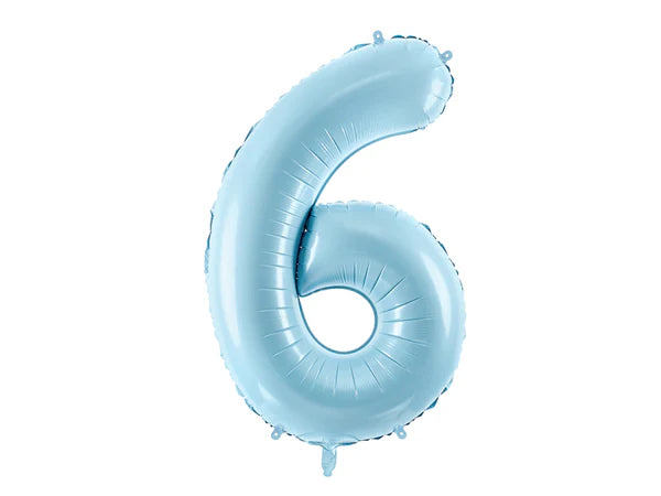 Folinis balionas "6", light blue (86 cm)