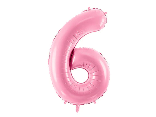 Folinis balionas "6", pink (86 cm)