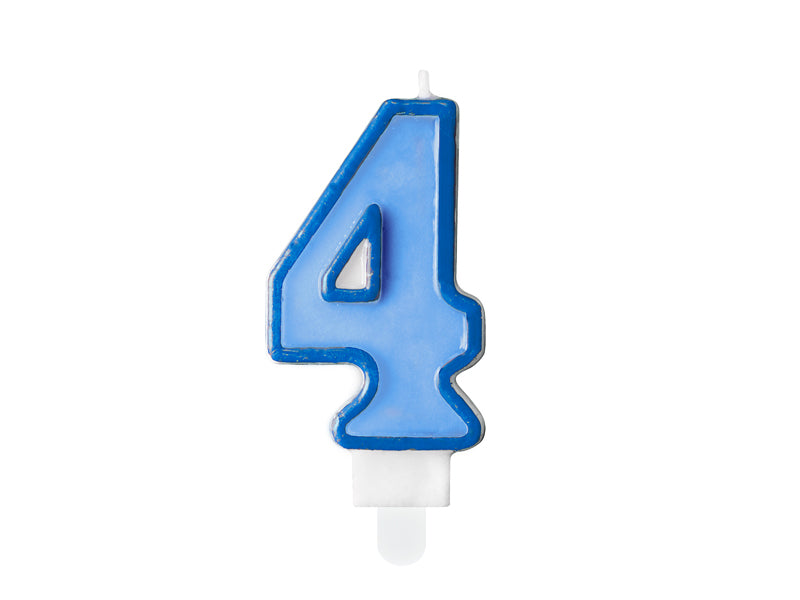 Žvakutė "4", 7 cm, blue