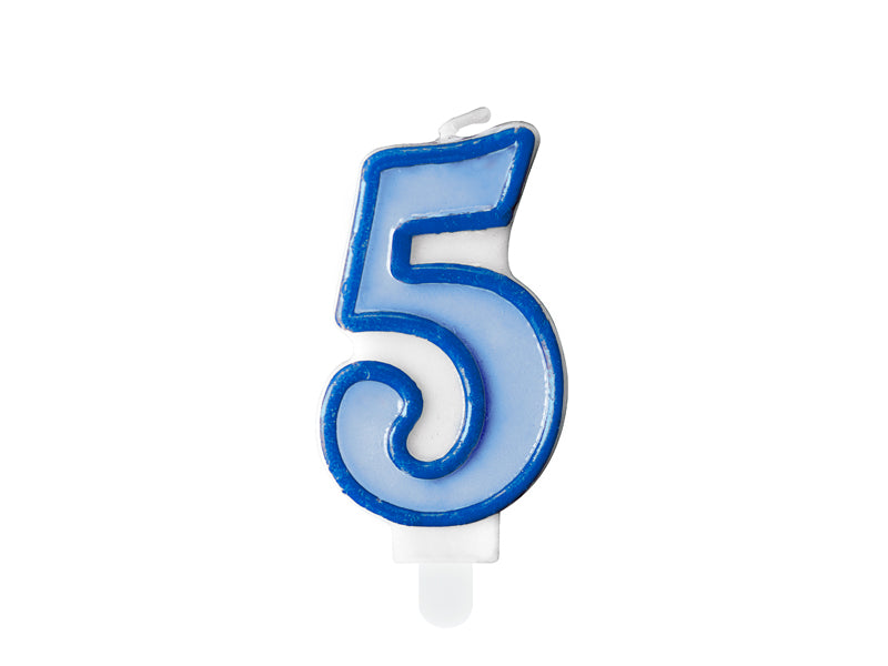 Žvakutė "5", 7 cm, blue