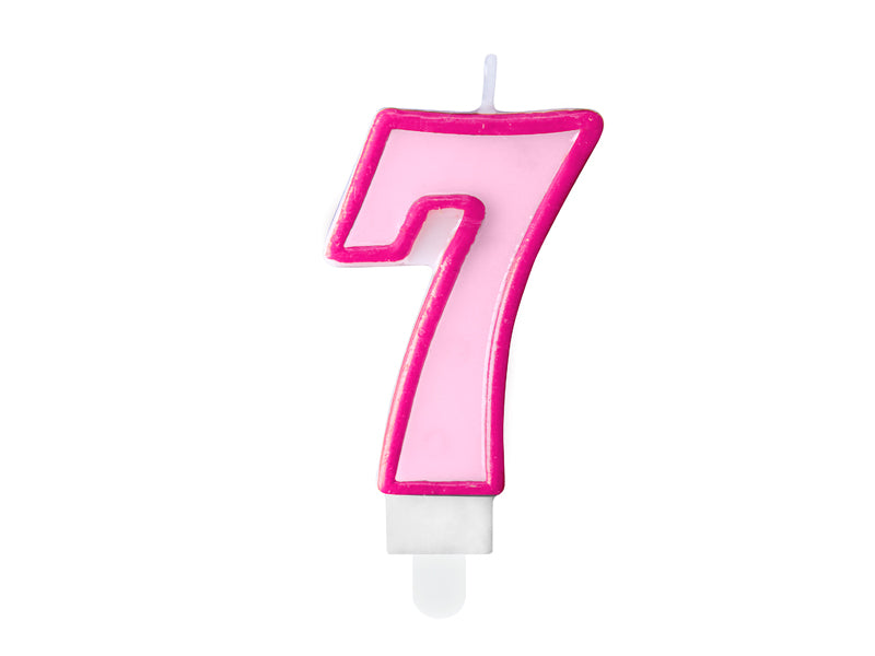 Žvakutė "7", 7 cm, pink