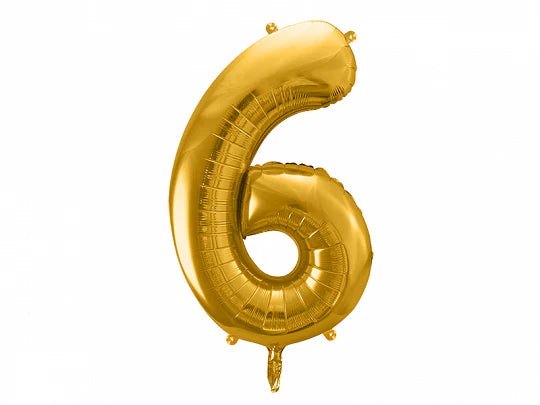 Folinis balionas "6", gold (86 cm)