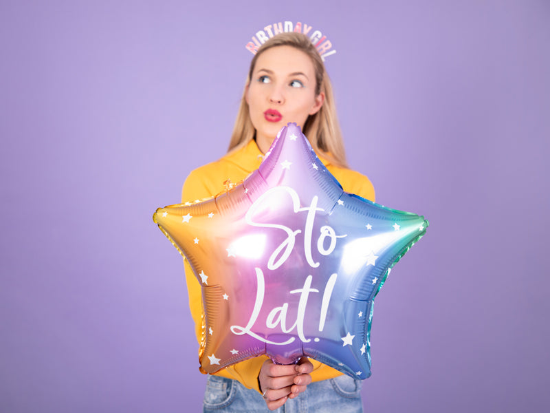 Folinis balionas žvaigždutė "Happy Birthday"