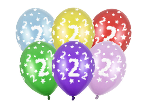 Spalvoti balionai su skaičiais "2", 30 cm