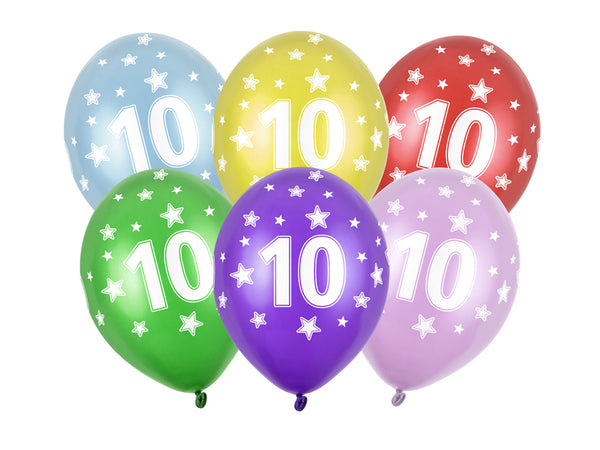 Spalvoti balionai su skaičiais "10", 30 cm