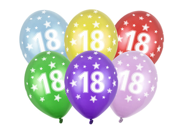 Spalvoti balionai su skaičiais "18", 30 cm