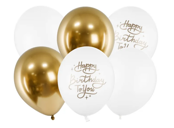 Lateksinių balionų rinkinys "Happy birthday to you", 6 vnt.