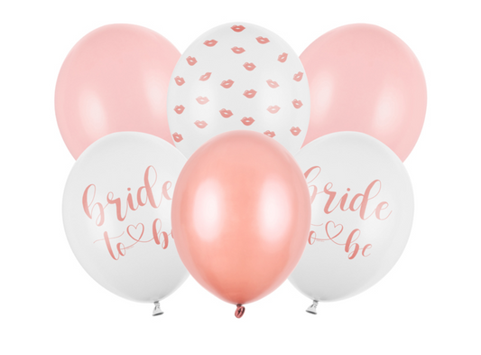 Lateksinių balionų rinkinys "Bride to be", 6 vnt.