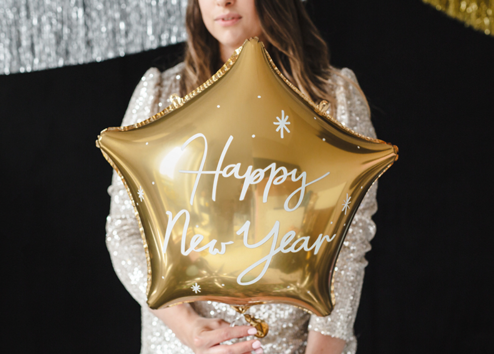 Folinis balionas žvaigždė "Happy New Year"