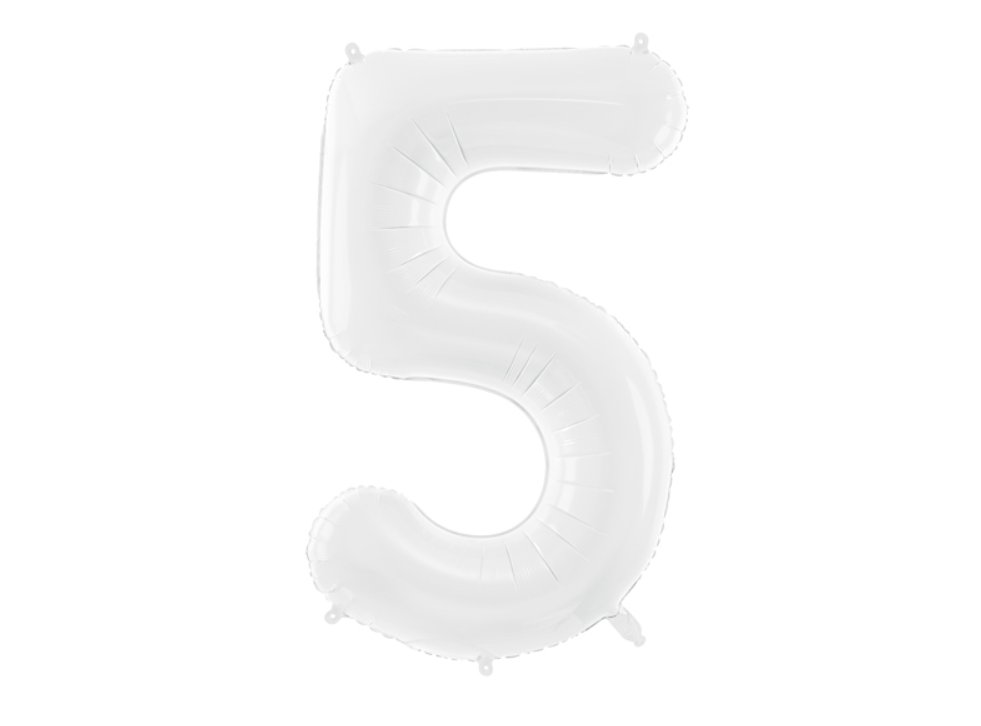 Folinis balionas "5", white (86 cm)