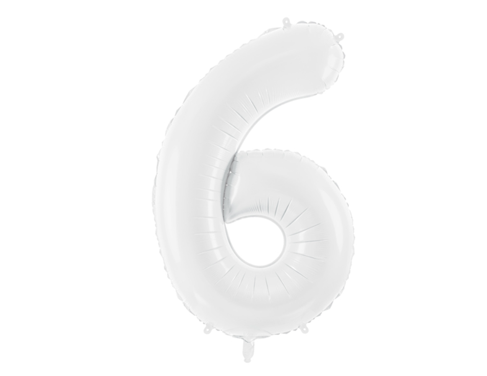 Folinis balionas "6", white (86 cm)
