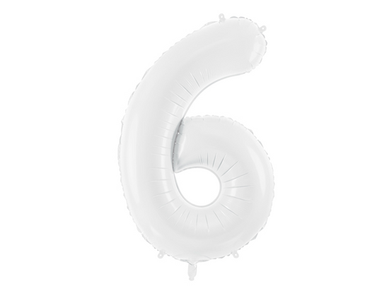 Folinis balionas "6", white (86 cm)