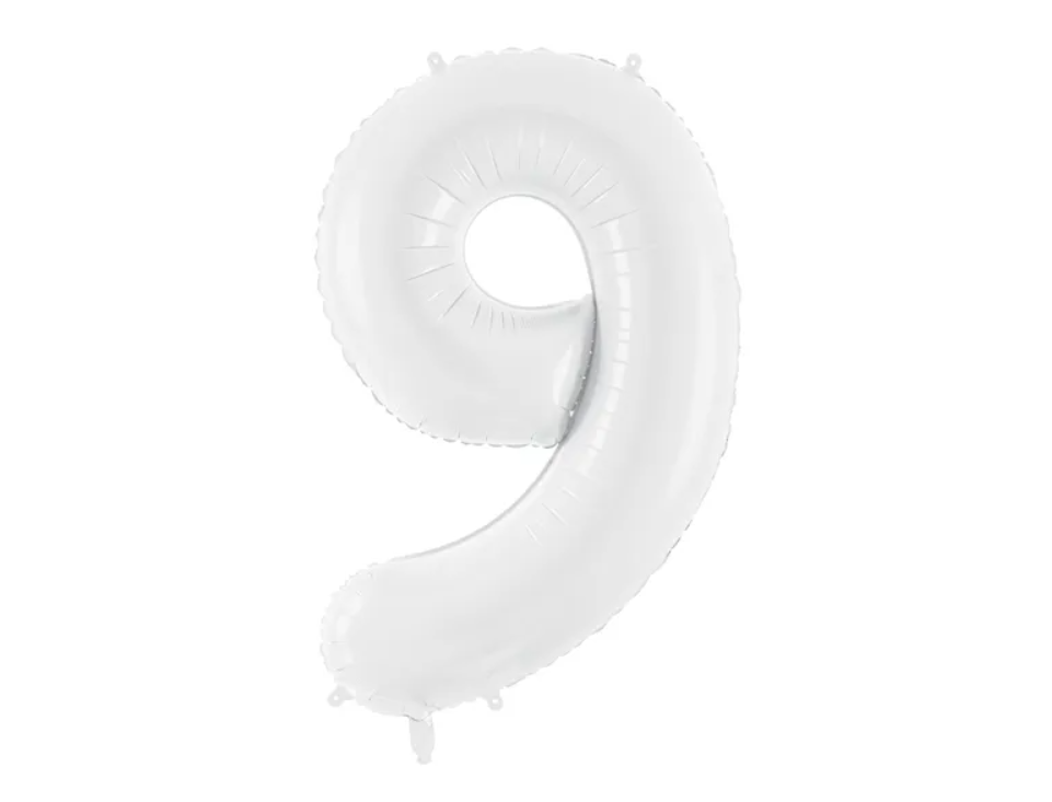 Folinis balionas "9", white (86 cm)