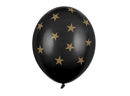 Lateksinis balionas su žvaigždutėmis, juodas, 30 cm