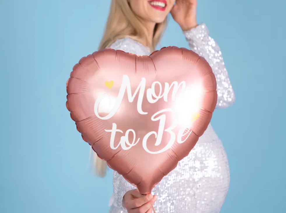 Folinis balionas širdis "Mom to Be", pink (45 cm)
