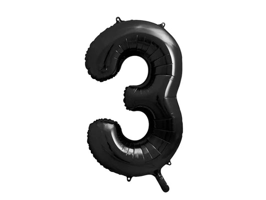 Folinis balionas "3", black (86 cm)