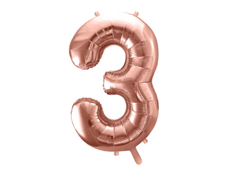 Folinis balionas "3", rose gold (86 cm)