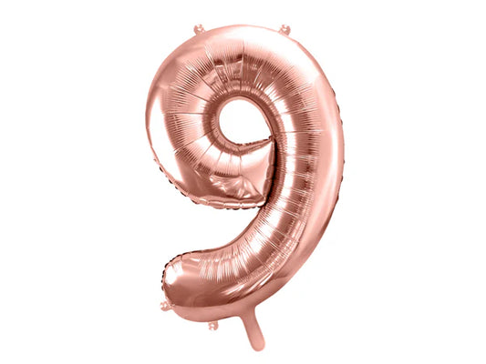 Folinis balionas "9", rose gold (86 cm)