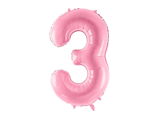 Folinis balionas "3", pink (86 cm)