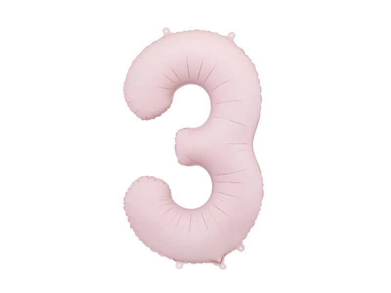 Folinis balionas "3", light pink (86 cm)