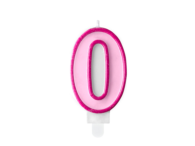 Žvakutė "0", 7 cm, pink