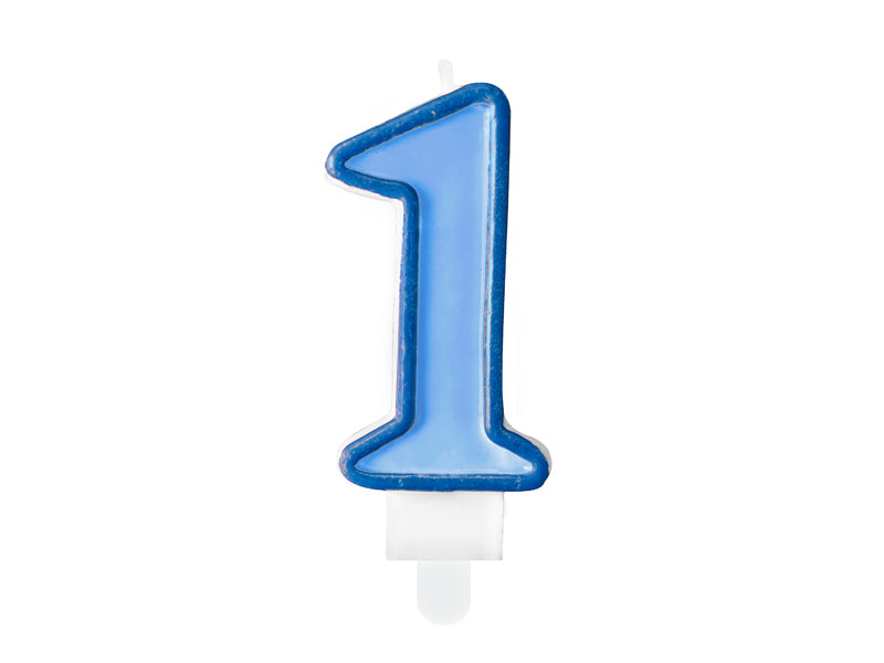 Žvakutė "1", 7 cm, blue