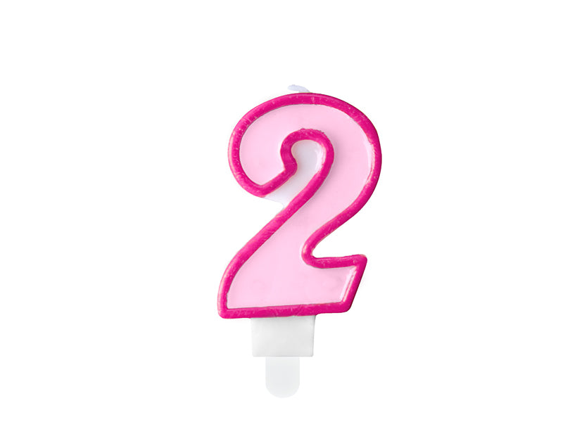 Žvakutė "2", 7 cm, pink
