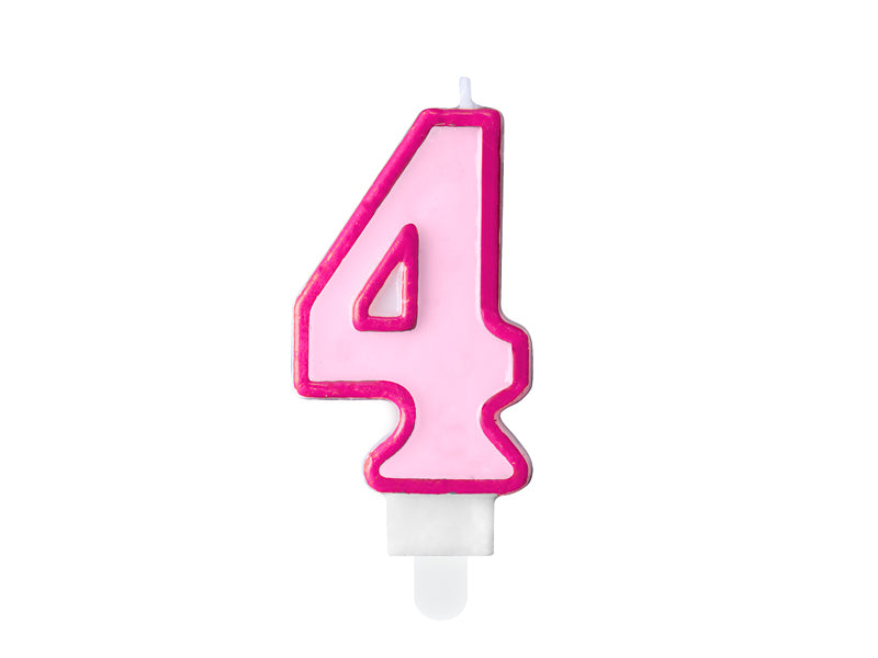 Žvakutė "4", 7 cm, pink