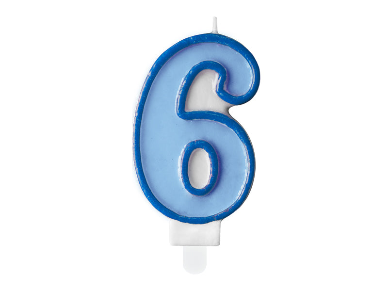 Žvakutė "6", 7 cm, blue