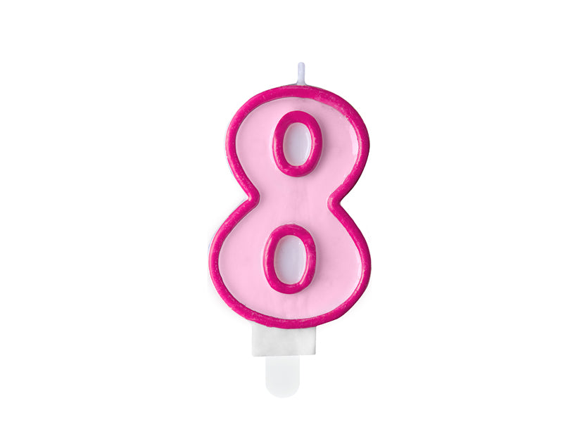 Žvakutė "8", 7 cm, pink