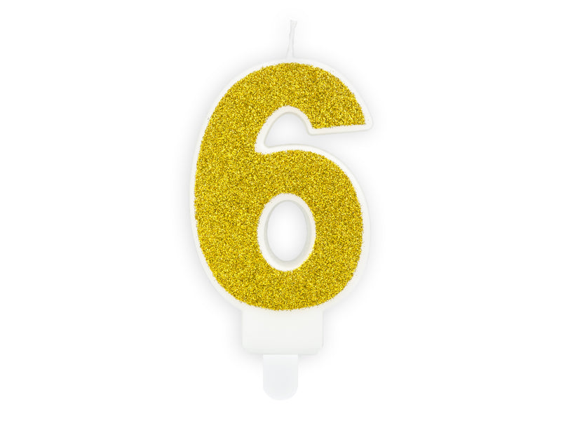 Žvakutė "6", 7 cm, gold
