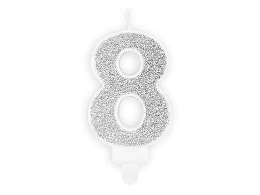 Žvakutė "8", 7 cm, silver