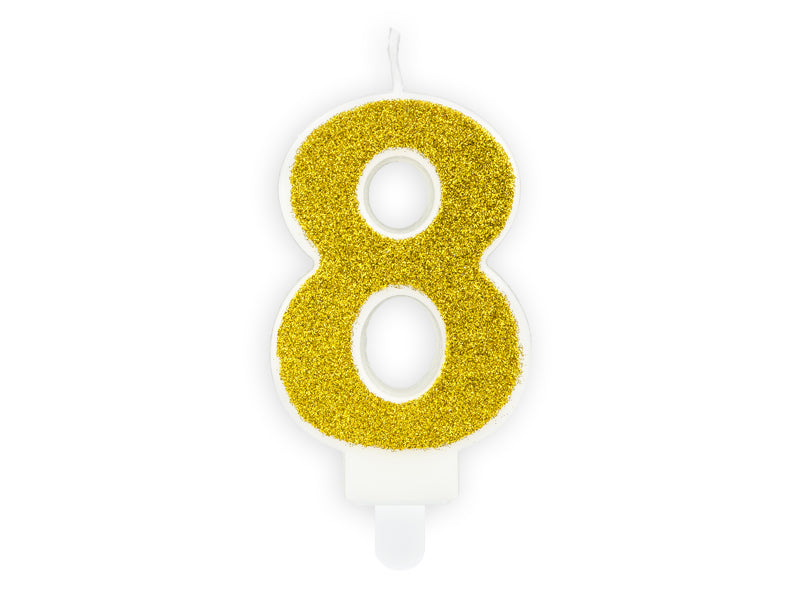 Žvakutė "8", 7 cm, gold