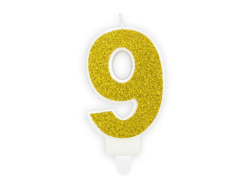 Žvakutė "9", 7 cm, gold