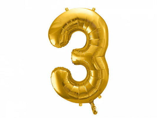 Folinis balionas "3", gold (86 cm)