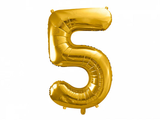 Folinis balionas "5", gold (86 cm)