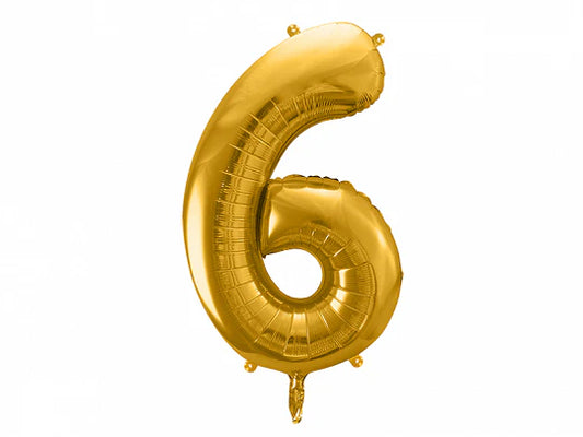 Folinis balionas "6", gold (86 cm)